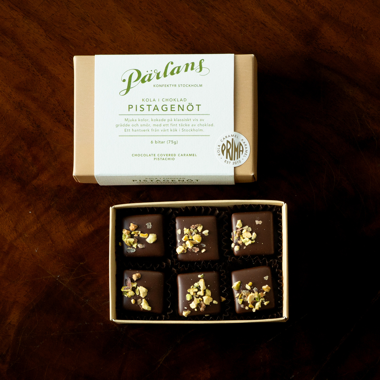 kola i choklad PISTAGENÖT 6 bitar