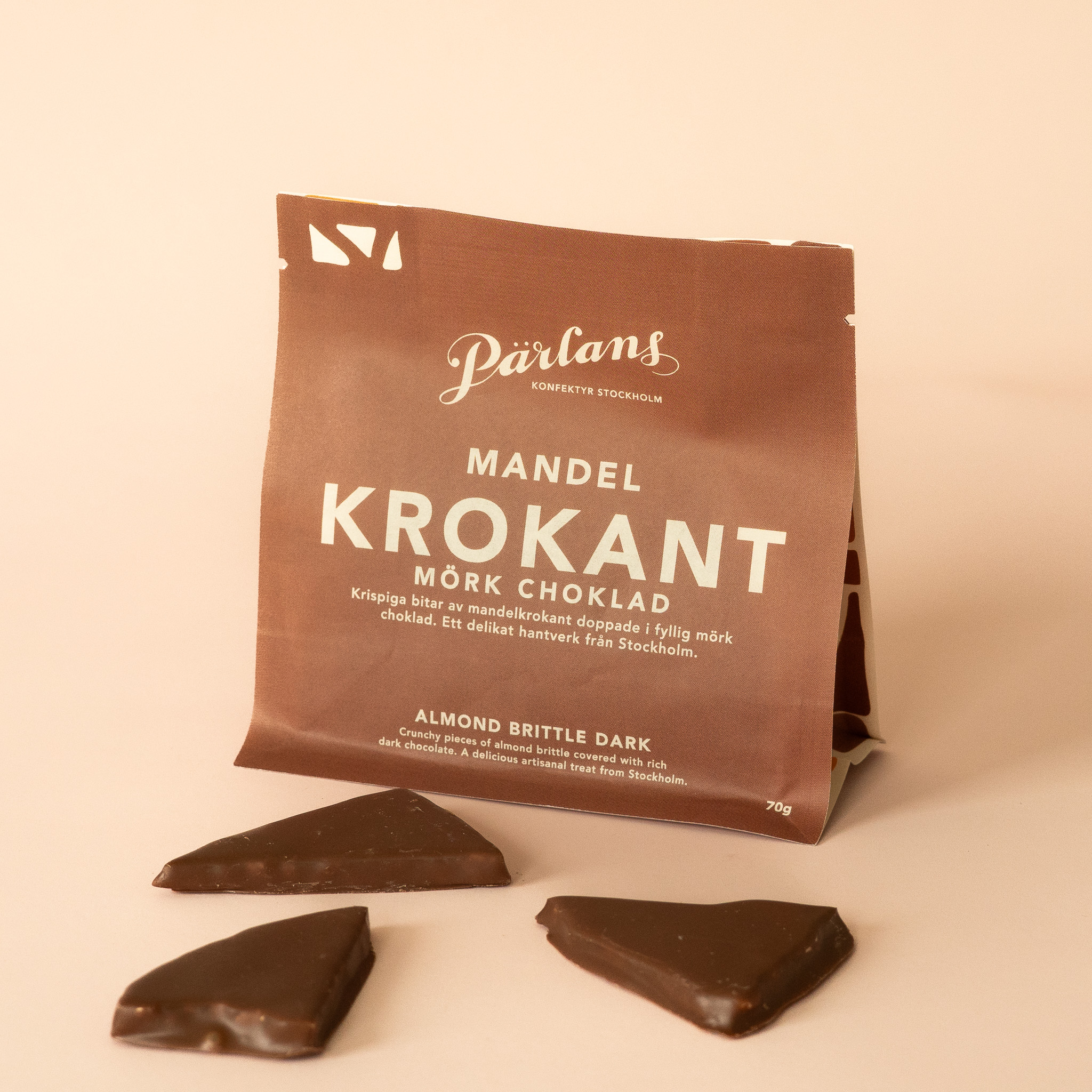 Krokant i påse MANDEL mörk choklad 70g