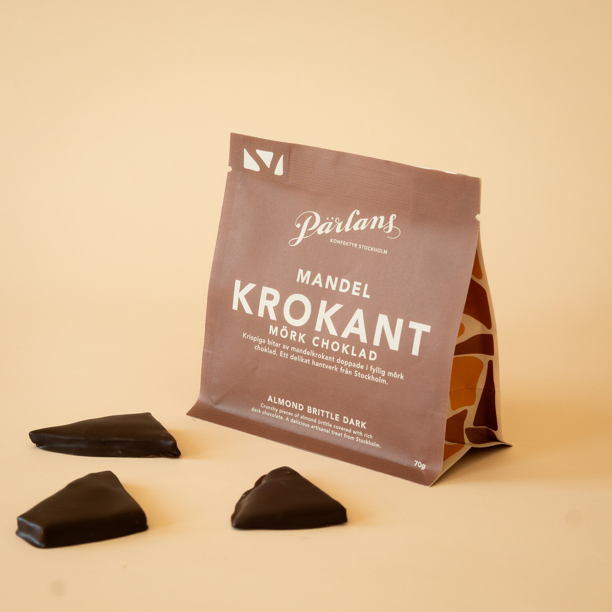 Krokant i påse MANDEL mörk choklad 70g