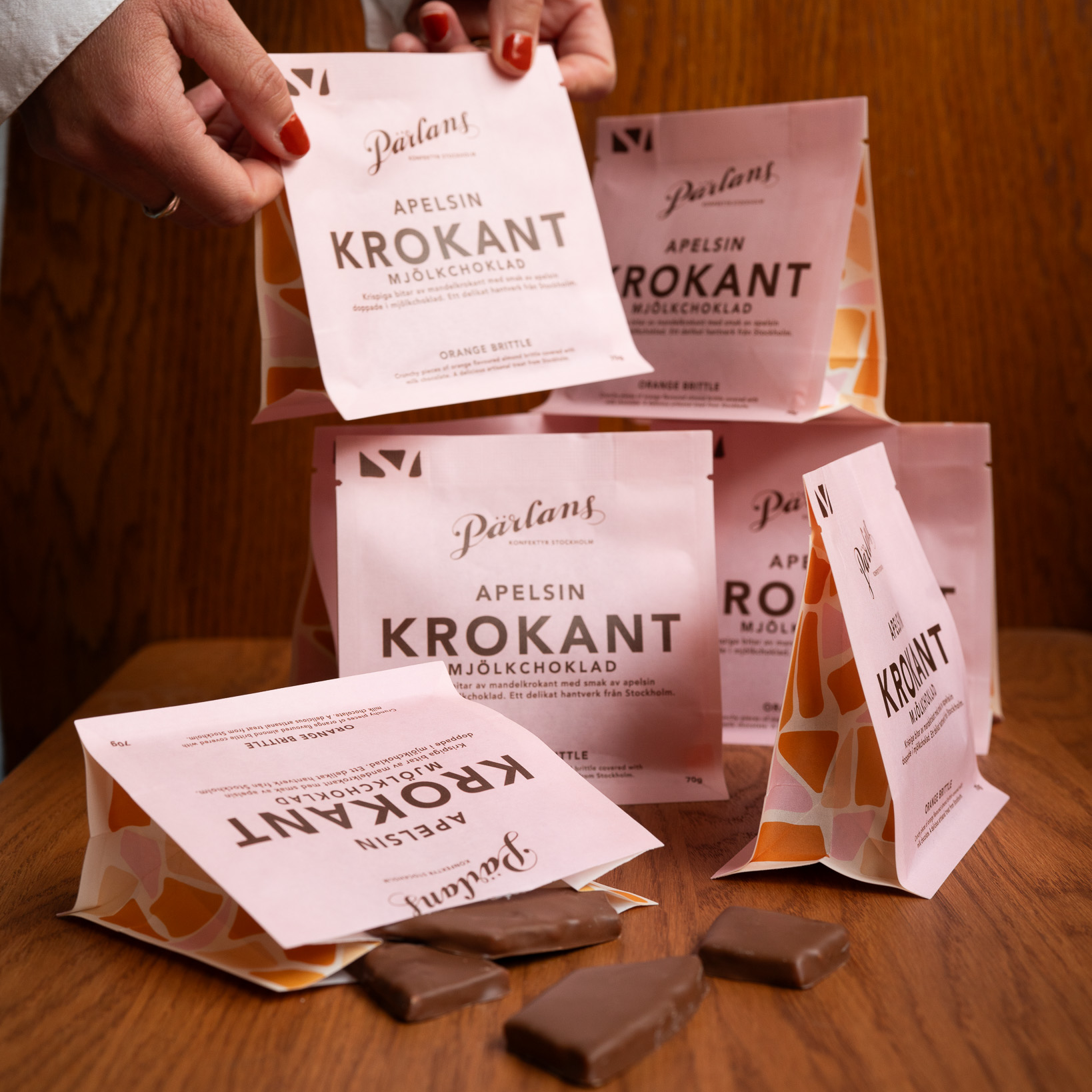 Krokant i påse APELSIN mjölkchoklad 70g
