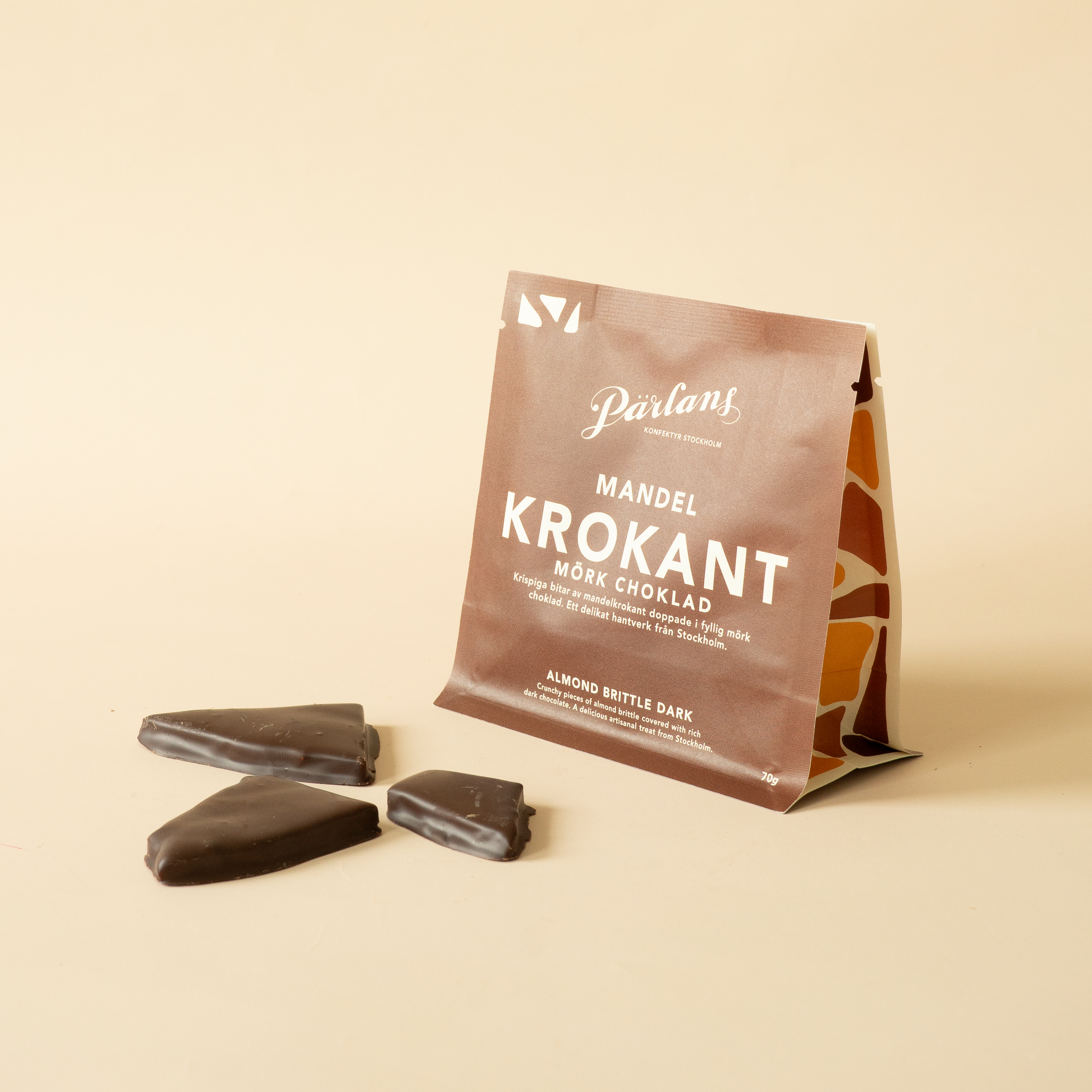 Krokant i påse MANDEL mörk choklad 70g