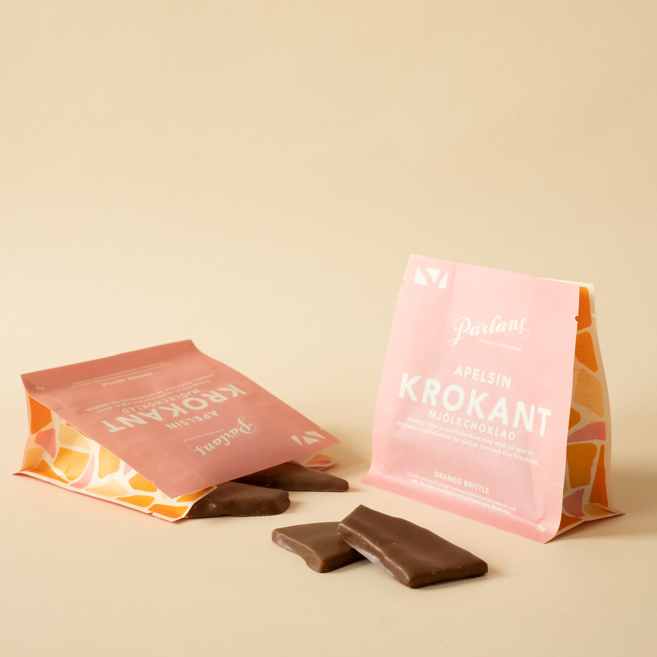 Brittle bag ORANGE milk chocolate 70g