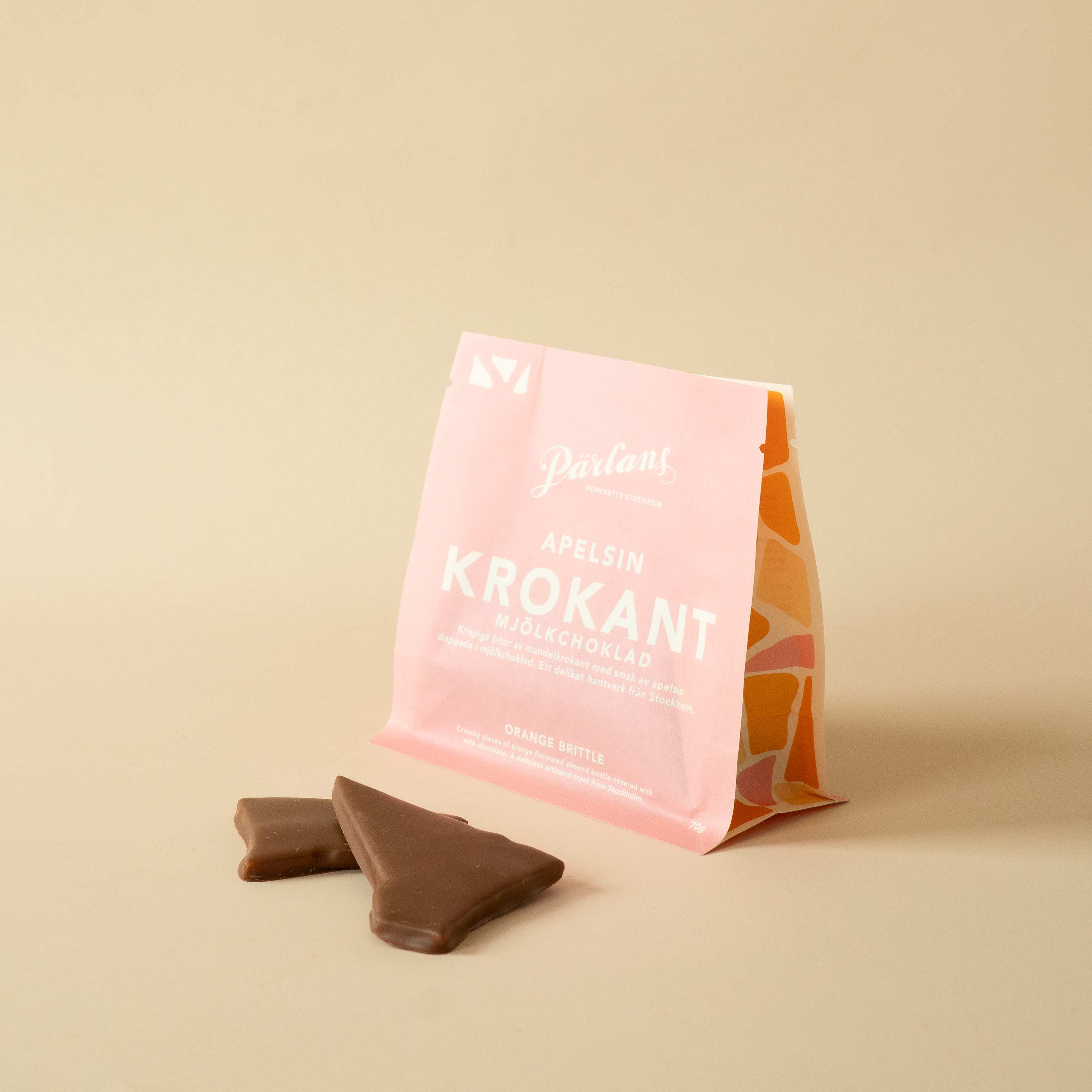 Krokant i påse APELSIN mjölkchoklad 70g