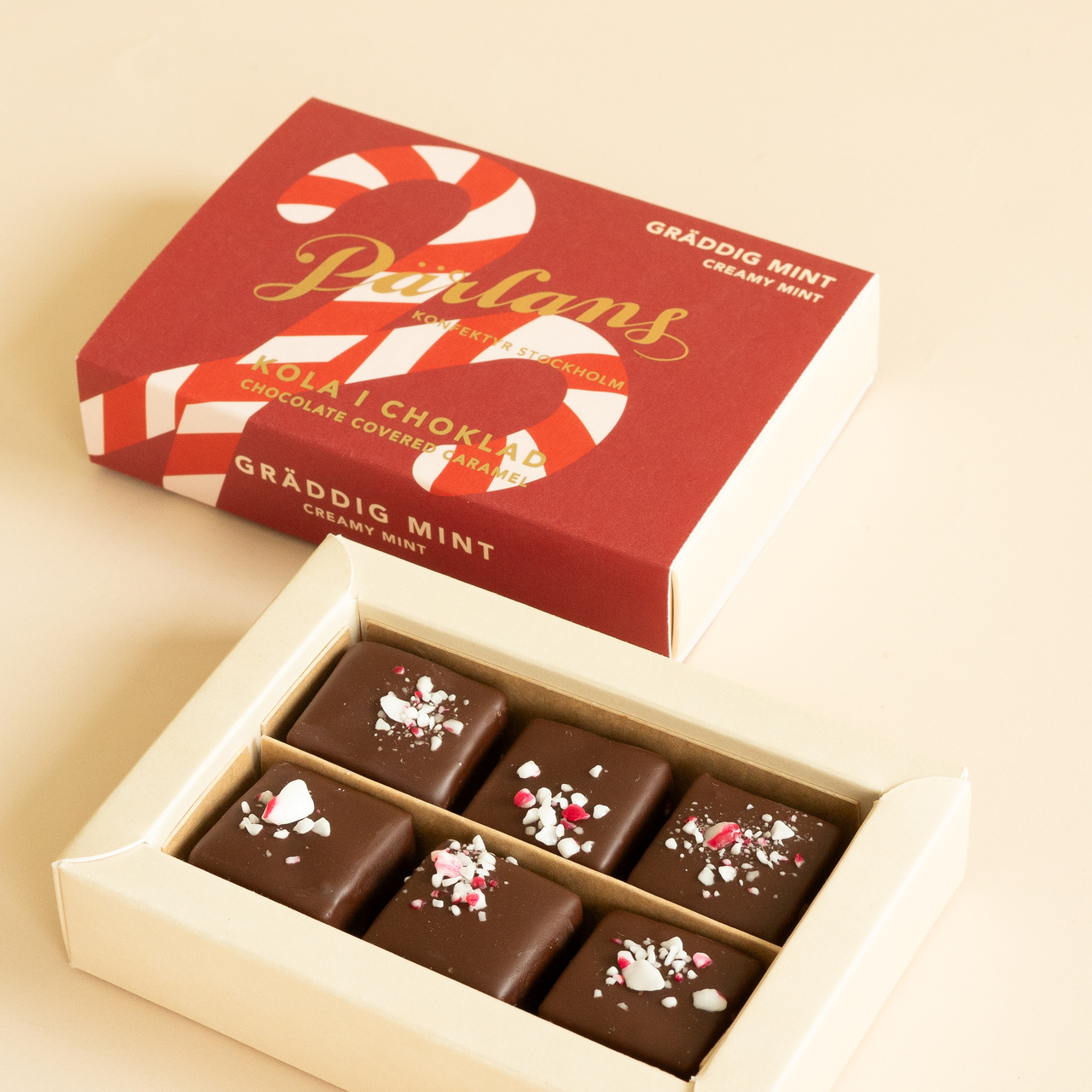 chocolate covered caramel CREAMY MINT 6 pieces