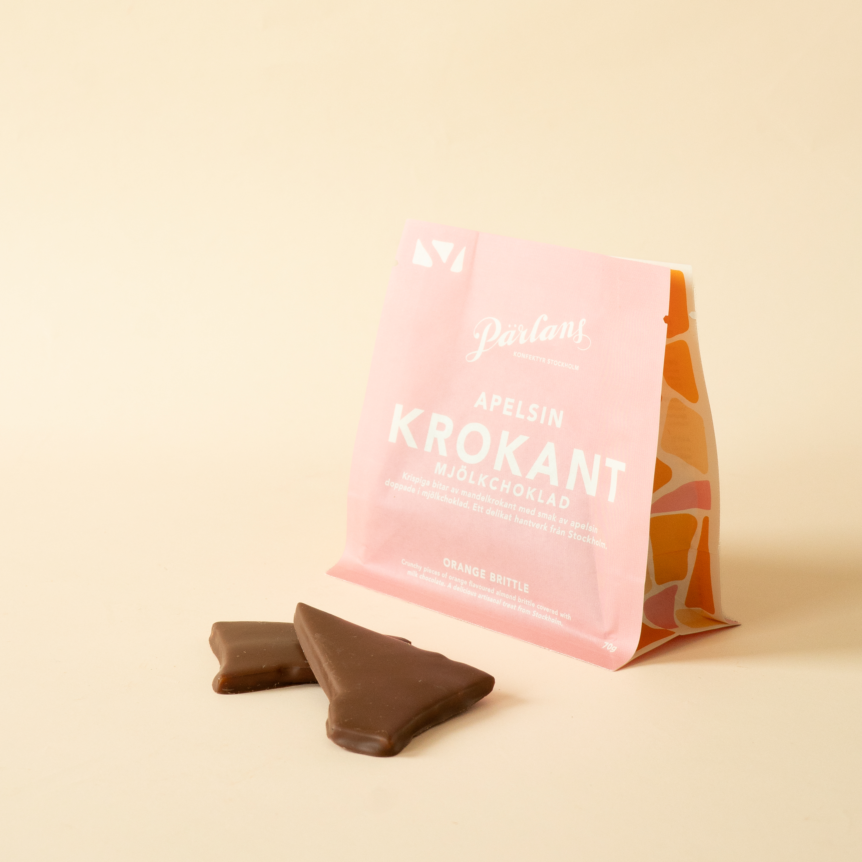 Krokant i påse APELSIN mjölkchoklad 70g